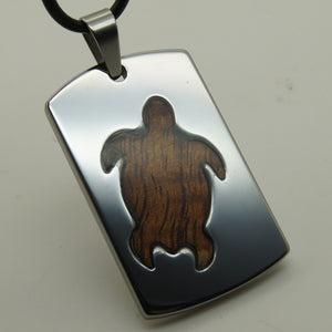 men/women jewelry yellow long life tortoise wood inlayed heavy 41g hi-tech scratch proof tungsten pendant necklace