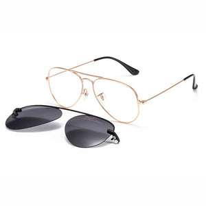 metal clip on aviation sunglasses small size optical glasses frame with magnetic removable polarized sun glasses lens 3042