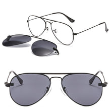 Load image into Gallery viewer, metal clip on aviation sunglasses small size optical glasses frame with magnetic removable polarized sun glasses lens 3042