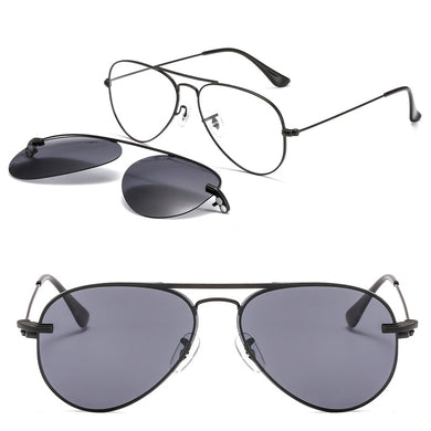 metal clip on aviation sunglasses small size optical glasses frame with magnetic removable polarized sun glasses lens 3042