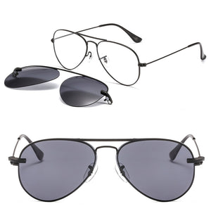 metal clip on aviation sunglasses small size optical glasses frame with magnetic removable polarized sun glasses lens 3042
