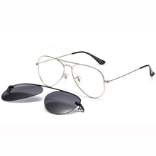 Load image into Gallery viewer, metal clip on aviation sunglasses small size optical glasses frame with magnetic removable polarized sun glasses lens 3042