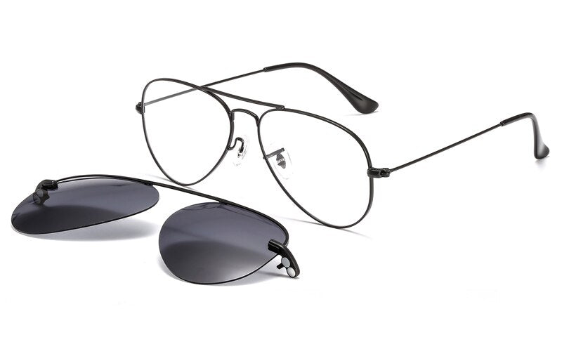 metal clip on aviation sunglasses small size optical glasses frame with magnetic removable polarized sun glasses lens 3042