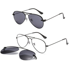 Load image into Gallery viewer, metal clip on aviation sunglasses small size optical glasses frame with magnetic removable polarized sun glasses lens 3042