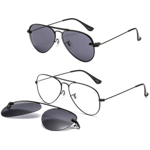 metal clip on aviation sunglasses small size optical glasses frame with magnetic removable polarized sun glasses lens 3042
