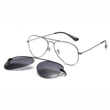Load image into Gallery viewer, metal clip on aviation sunglasses small size optical glasses frame with magnetic removable polarized sun glasses lens 3042