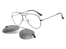 Load image into Gallery viewer, metal clip on sunglasses Large size aviation optical frame with magnetic removable polarized glasses lenses for myopia 33054