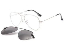 Load image into Gallery viewer, metal clip on sunglasses Large size aviation optical frame with magnetic removable polarized glasses lenses for myopia 33054