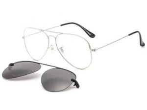 metal clip on sunglasses Large size aviation optical frame with magnetic removable polarized glasses lenses for myopia 33054