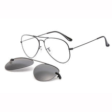 Load image into Gallery viewer, metal clip on sunglasses Large size aviation optical frame with magnetic removable polarized glasses lenses for myopia 33054