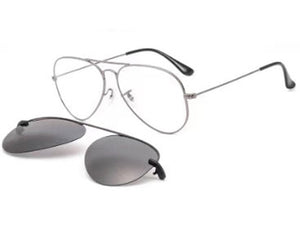 metal clip on sunglasses Large size aviation optical frame with magnetic removable polarized glasses lenses for myopia 33054