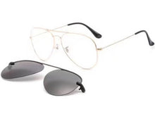 Load image into Gallery viewer, metal clip on sunglasses Large size aviation optical frame with magnetic removable polarized glasses lenses for myopia 33054
