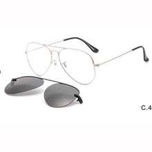 Load image into Gallery viewer, metal clip on sunglasses Large size aviation optical frame with magnetic removable polarized glasses lenses for myopia 33054