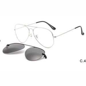 metal clip on sunglasses Large size aviation optical frame with magnetic removable polarized glasses lenses for myopia 33054