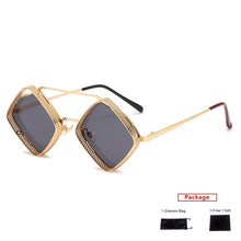 Load image into Gallery viewer, mimiyou SteamPunk Hollow Rhombus Sunglasses Men Retro Alloy Sunglasses Women Glasses Brand UV400 Eyeglasses Shades