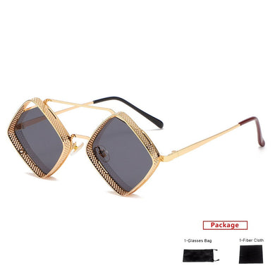 mimiyou SteamPunk Hollow Rhombus Sunglasses Men Retro Alloy Sunglasses Women Glasses Brand UV400 Eyeglasses Shades