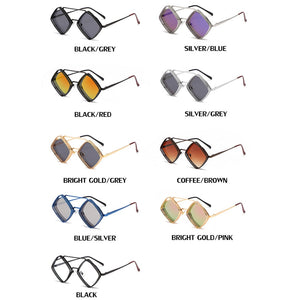 mimiyou SteamPunk Hollow Rhombus Sunglasses Men Retro Alloy Sunglasses Women Glasses Brand UV400 Eyeglasses Shades