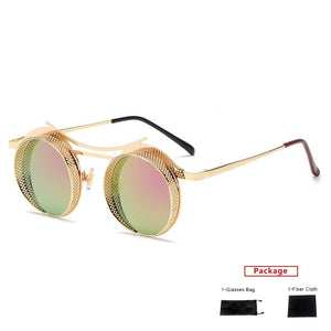 mimiyou SteamPunk Hollow Round Sunglasses Men Retro Alloy Sunglasses Women Glasses Brand UV400 Eyeglasses Shades