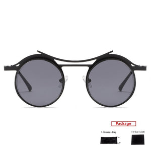 mimiyou SteamPunk Hollow Round Sunglasses Men Retro Alloy Sunglasses Women Glasses Brand UV400 Eyeglasses Shades