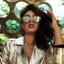 Load image into Gallery viewer, mimiyou SteamPunk Hollow Triangle Sunglasses Men Retro Alloy Sunglasses Women Glasses Brand UV400 Eyeglasses Shades