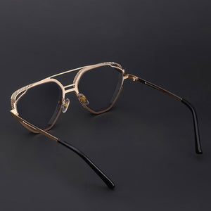 mimiyou SteamPunk Hollow Triangle Sunglasses Men Retro Alloy Sunglasses Women Glasses Brand UV400 Eyeglasses Shades