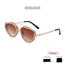 Load image into Gallery viewer, mimiyou SteamPunk Hollow Triangle Sunglasses Men Retro Alloy Sunglasses Women Glasses Brand UV400 Eyeglasses Shades
