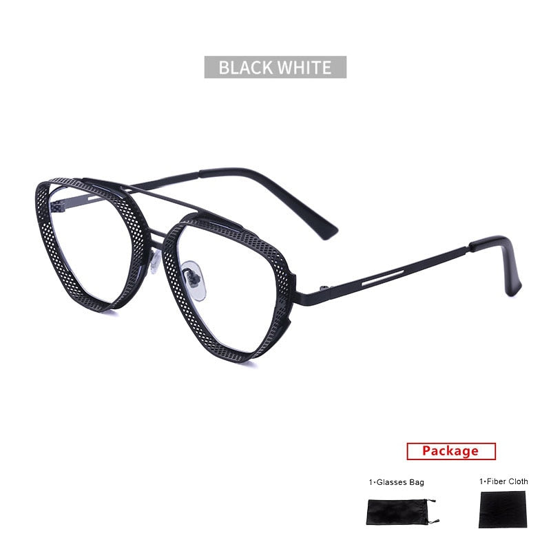 mimiyou SteamPunk Hollow Triangle Sunglasses Men Retro Alloy Sunglasses Women Glasses Brand UV400 Eyeglasses Shades