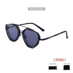 mimiyou SteamPunk Hollow Triangle Sunglasses Men Retro Alloy Sunglasses Women Glasses Brand UV400 Eyeglasses Shades