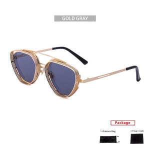 mimiyou SteamPunk Hollow Triangle Sunglasses Men Retro Alloy Sunglasses Women Glasses Brand UV400 Eyeglasses Shades