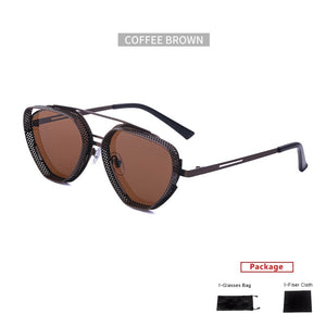 mimiyou SteamPunk Hollow Triangle Sunglasses Men Retro Alloy Sunglasses Women Glasses Brand UV400 Eyeglasses Shades