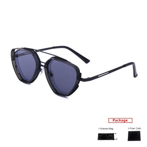 mimiyou SteamPunk Hollow Triangle Sunglasses Men Retro Alloy Sunglasses Women Glasses Brand UV400 Eyeglasses Shades