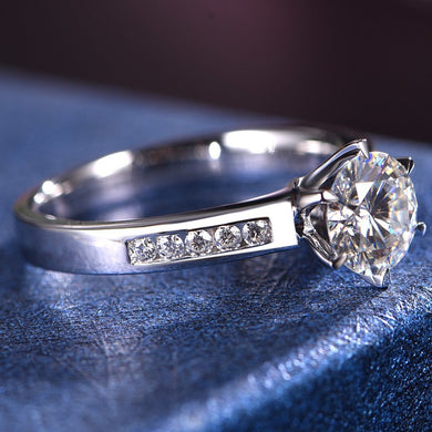 moissanite stone 1 carat 6.5mm moissanite 18K gold ring for girl