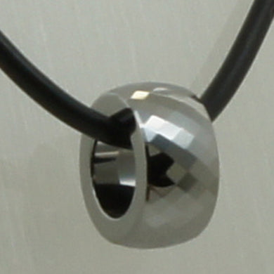 multi facet rolling circle sweater leather/steel chain tungsten pendant necklace