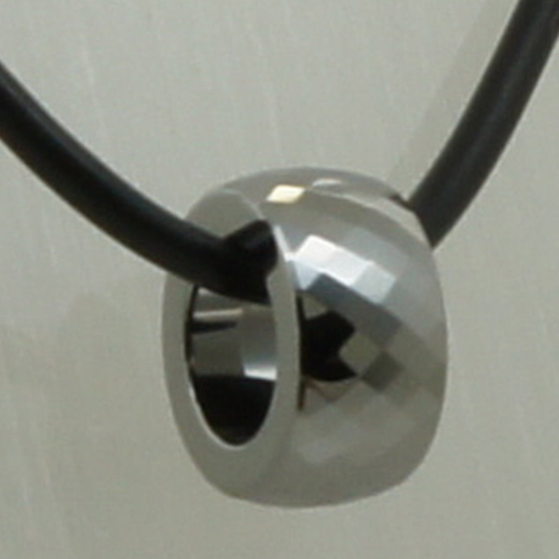 multi facet rolling circle sweater leather/steel chain tungsten pendant necklace