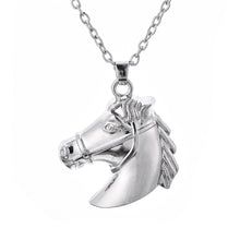 Load image into Gallery viewer, Horse Head Riding Simple Popular Hot Vintage Antique Silver Color Silver Horse Head Pendant Chain Necklace Women