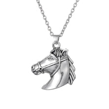Load image into Gallery viewer, Horse Head Riding Simple Popular Hot Vintage Antique Silver Color Silver Horse Head Pendant Chain Necklace Women