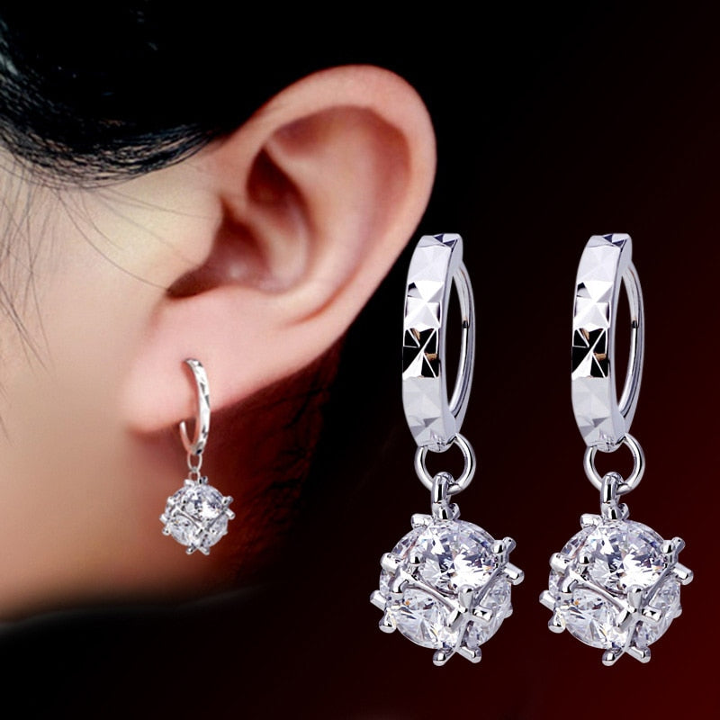 new Fashion Brand Sliver Plated Crystal Long Earrings female models Drop Elegant Earring Jewelry