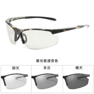 Photochromic Chameleon Sunglasses Men Driving Polarized Sun glasses for men Half frame sunglasses Sport Sunglasses