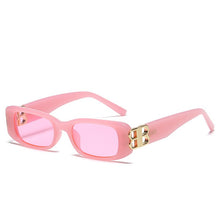 Load image into Gallery viewer, 2022 futuristic rectangle bb logo sunglasses women men uv400 brand designer black pink leopard small oculos de sol