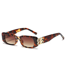 Load image into Gallery viewer, 2022 futuristic rectangle bb logo sunglasses women men uv400 brand designer black pink leopard small oculos de sol