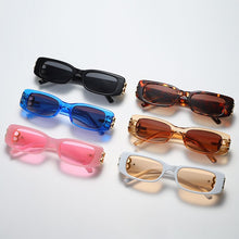 Load image into Gallery viewer, 2022 futuristic rectangle bb logo sunglasses women men uv400 brand designer black pink leopard small oculos de sol