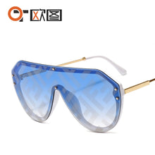 Carica l'immagine nel visualizzatore di Gallery, nuovo arrivo 2022 occhiali da sole futuristici da donna grandi occhiali da sole ovali moda ff logo occhiali da sole oversize festival oculos de sol feminino