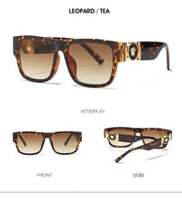 Load image into Gallery viewer, rectangle futuristic ve head portrait logo sunglasses women men 2023 brand designer black white leopard sun glasses