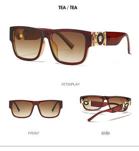 rectangle futuristic ve head portrait logo sunglasses women men 2023 brand designer black white leopard sun glasses