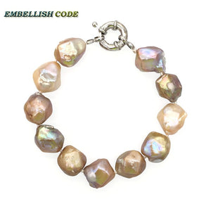 new kind purple golden pink peach pearl bracelet tissue nucleated baroque Irregular Hexagon pearls real natural pearls for gift