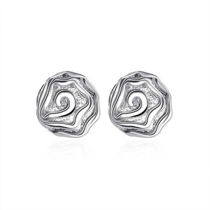 new silver plated flower stud earring