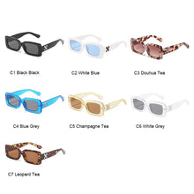Load image into Gallery viewer, off white rectangle sunglasses women men uv400 2022 trending products ladies fashion sun glasses vintage oculos de sol feminino
