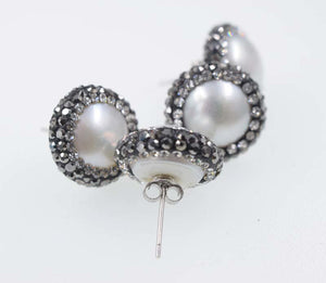 one pair white pearl earrings zircon 10-13mm coun wholesale beads nature