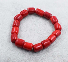 Carica l'immagine nel visualizzatore di Gallery, one pcs red coral pillar+ pearl white near round 8-9mm bracelet 7.5inch wholesale beads nature