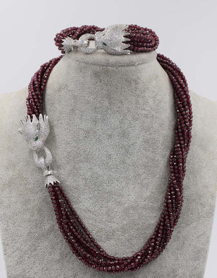 one set 10rows garnet tound faceted 3mm necklace bracelet leopard clasp 18inch wholesale beads nature woman 2017